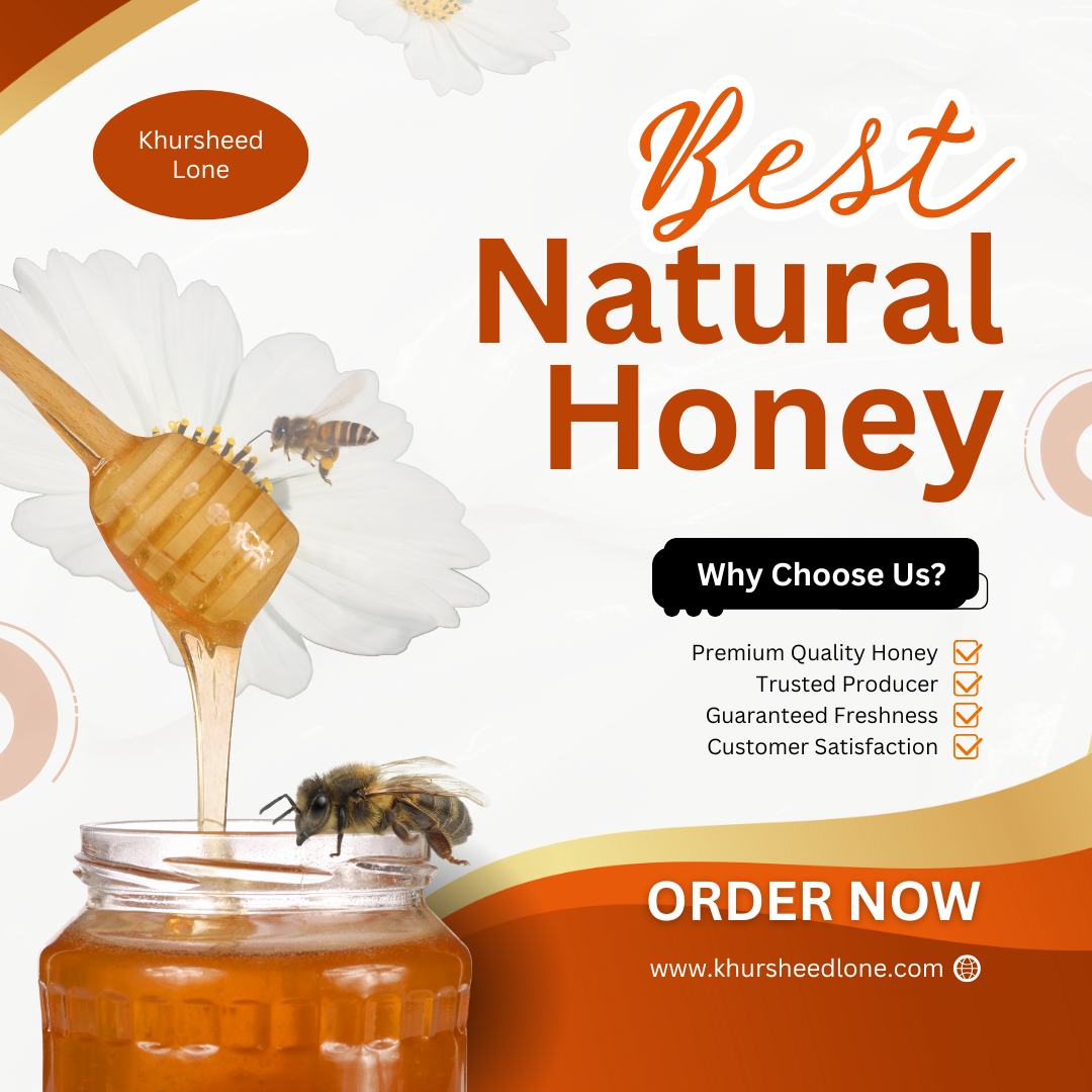 Orange and White Modern Illustrated Natural Honey Instagram Post